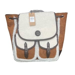 NWT Bearpaw, Full Backpack, Faux Suede & Shearling, In Hickory